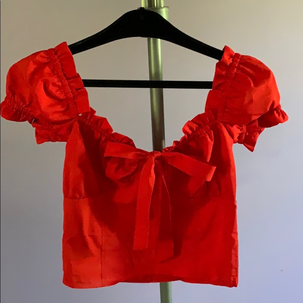 Red Tie- Front Crop Top
